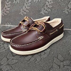 L.L.Bean Mens 8W Boat Shoes Leather Brown & Tan Casual